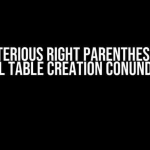 The Mysterious Right Parenthesis Error: A SQL Table Creation Conundrum